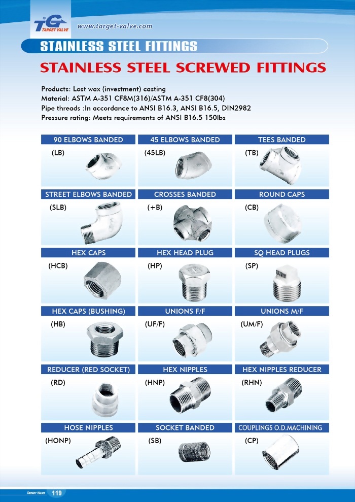 Stainless Steel Screwed Fittings - UF/F
